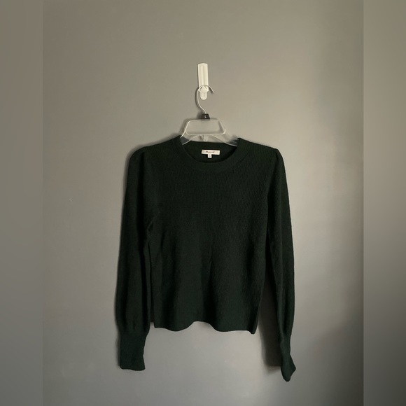 Madewell Forest Green Ribbed Puff Sleeve Sweater Size XXS - Picture 2 of 4